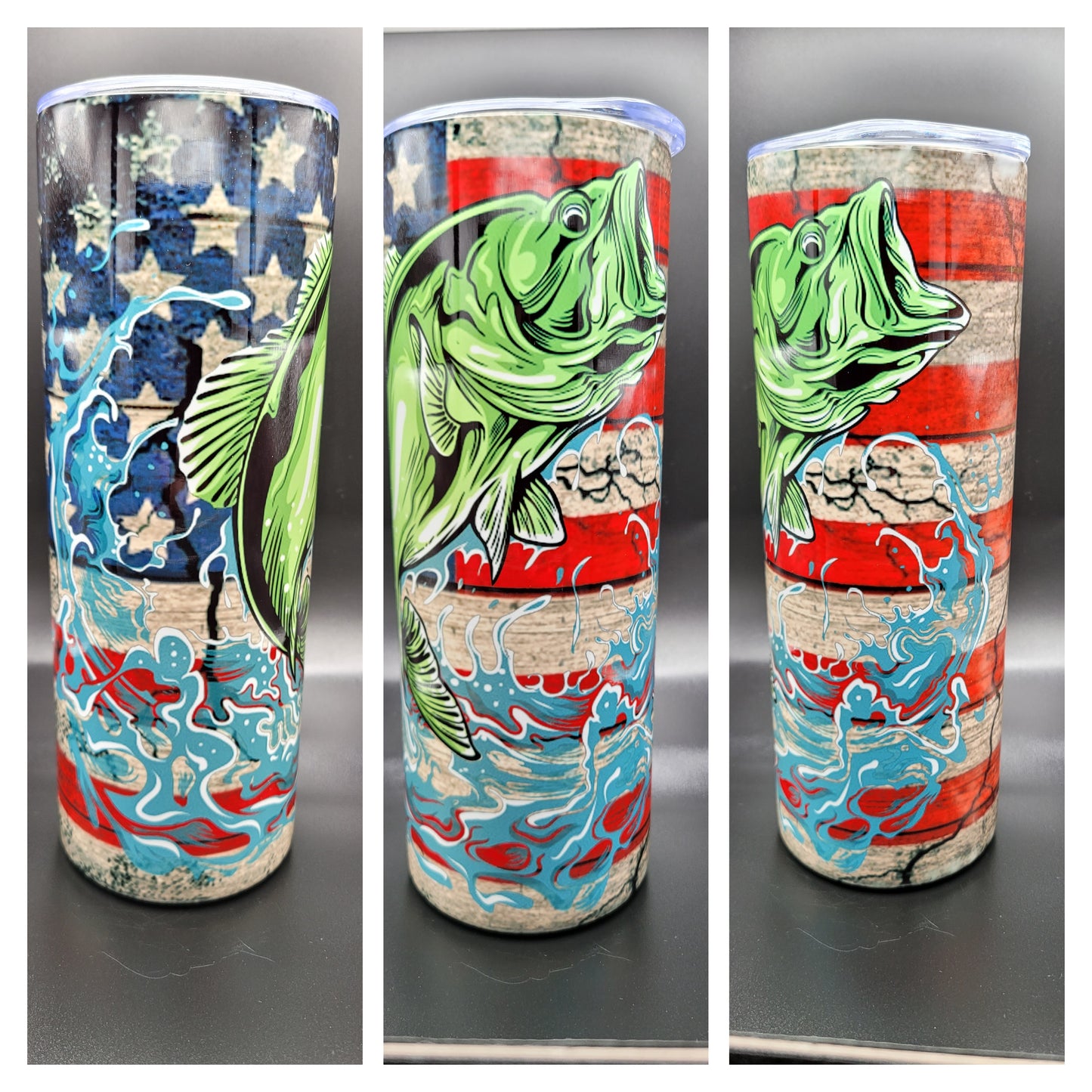 Bass with American Flag Tumbler